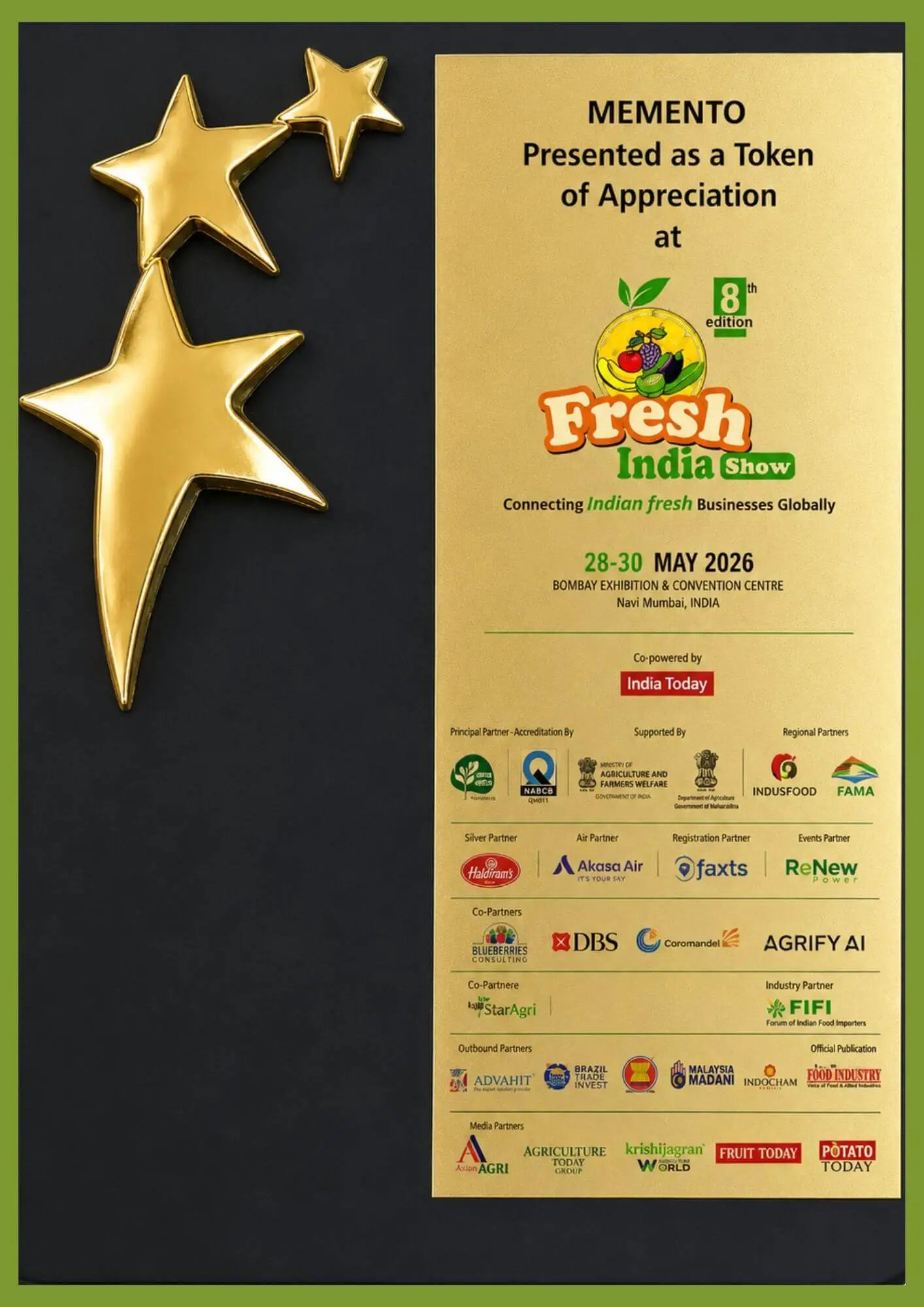 Fresh india 2026 appreciation momento certification