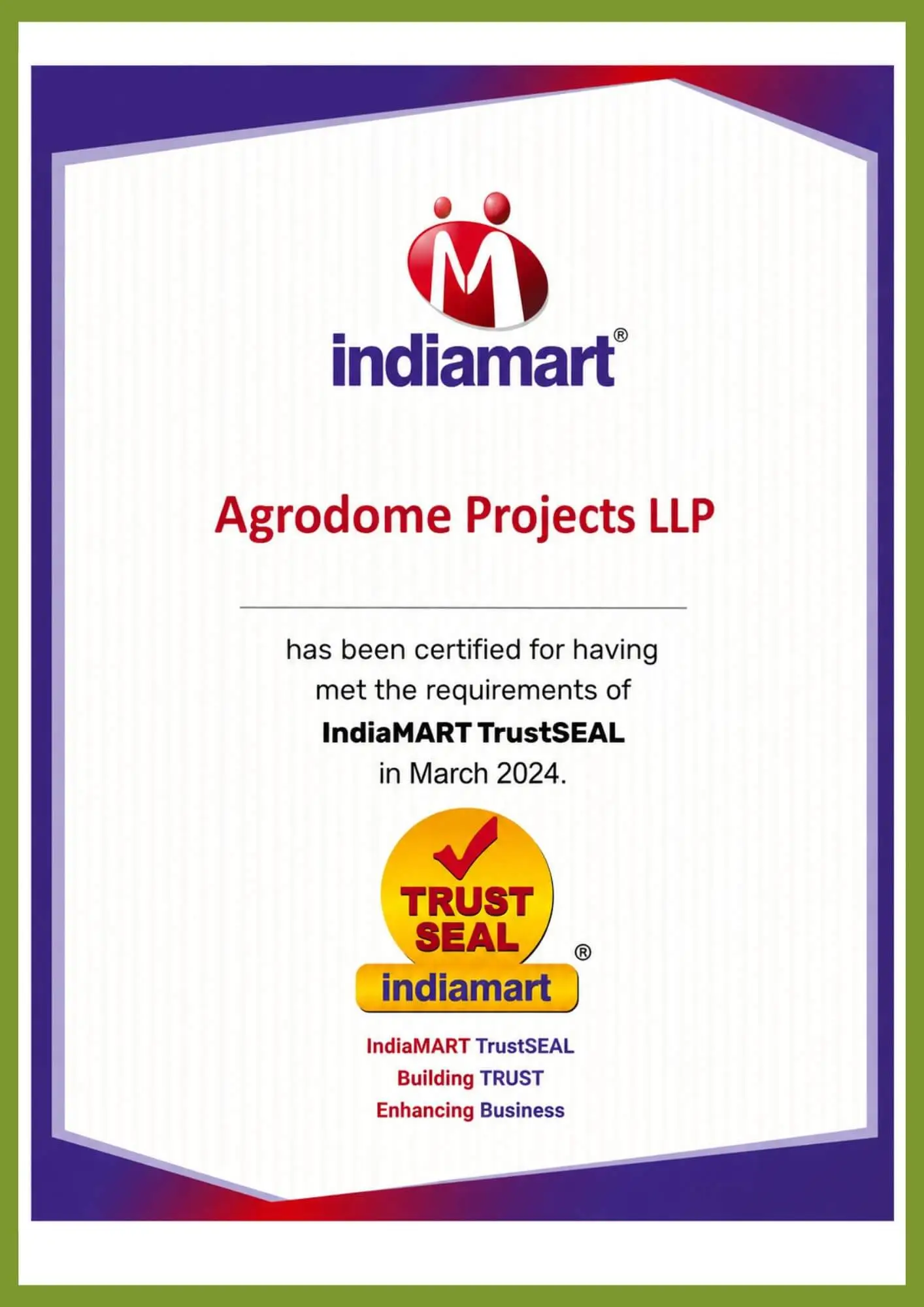 Indiamart trustseal certification